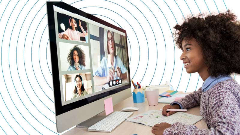 Elementary student on virtual school session