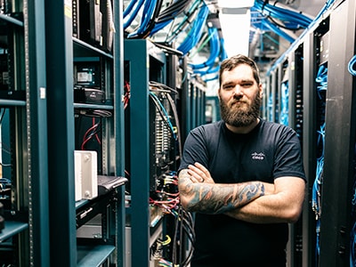 Image of a man in a data center