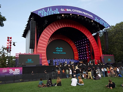 Image of a global citizen stage featuring a Cisco logo