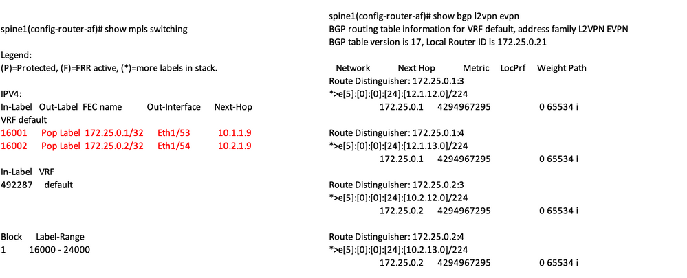 Troubleshoot the spine configuration for Layer3 EVPN over SR MPLS