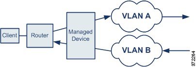 2 つの VLAN を介して送信できる単一接続のトラフィックを示す図