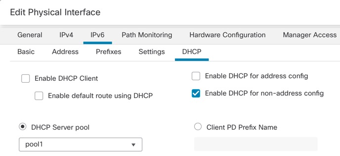 DHCPv6 サーバーの有効化