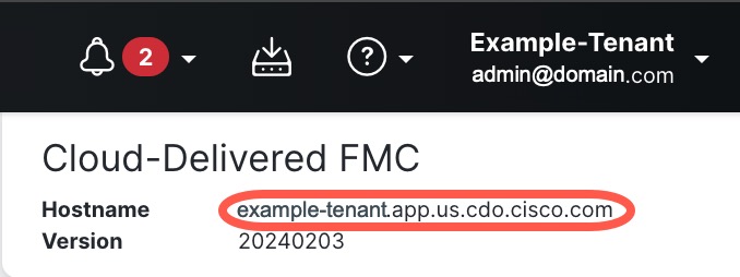 Nom de domaine complet du FMC en nuage (FQDN)